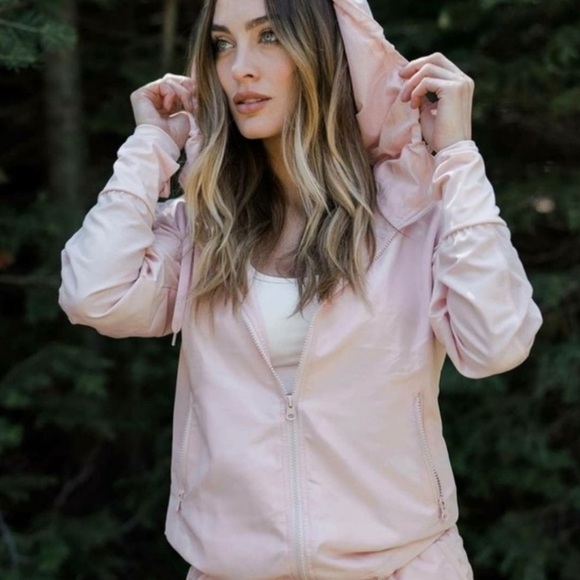 ZYIA Active Pink Blush Zip Up Bomber Athletic Adjustable Jacket Sz M - Picture 1 of 13